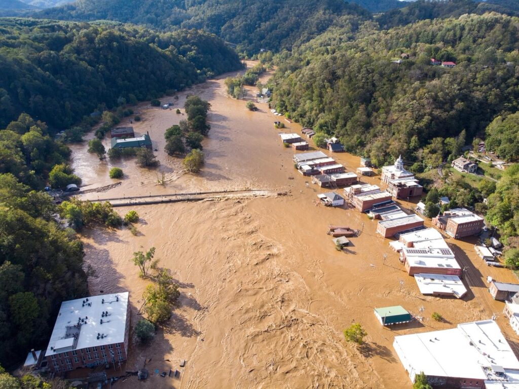 Marshall NC flooding after Hurricane Helene