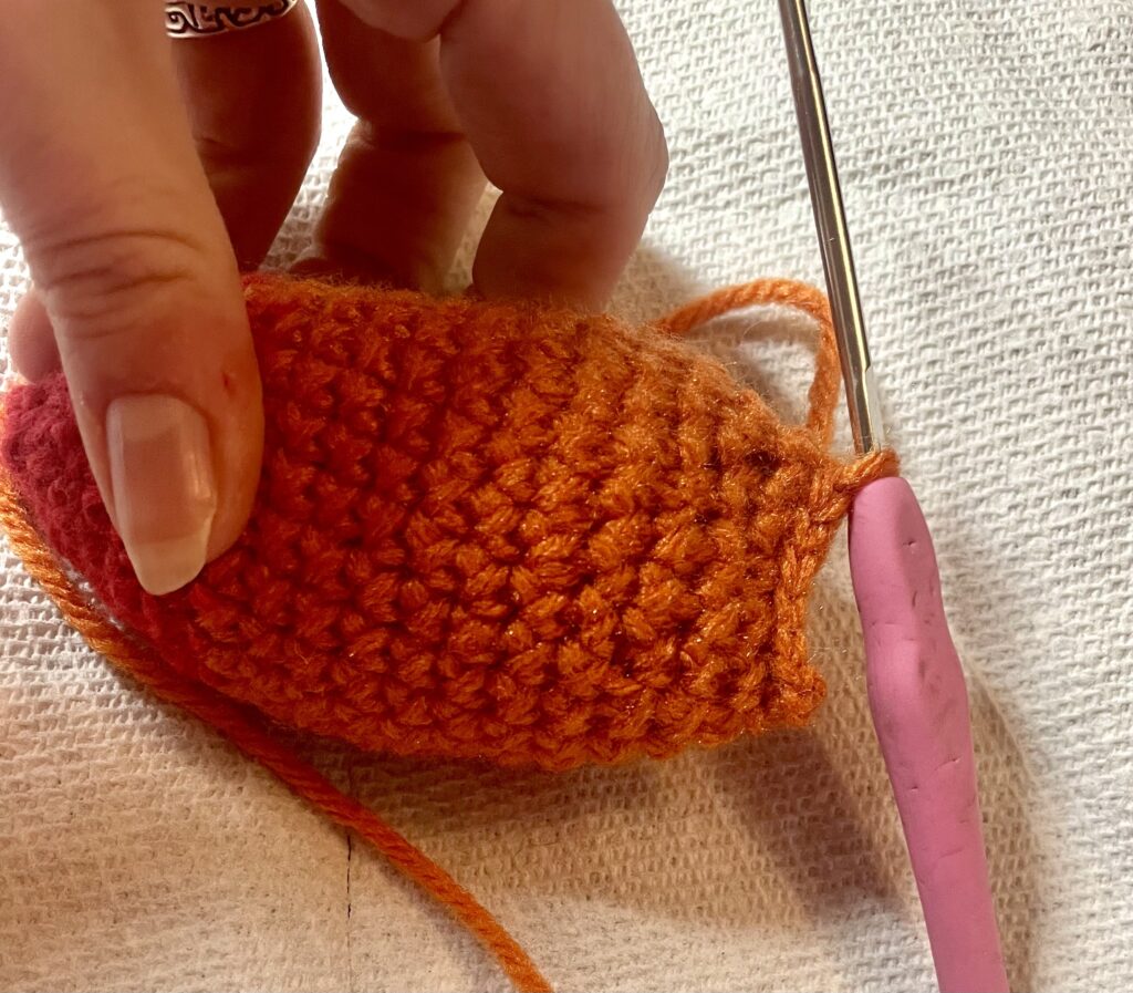 Seam stitches together with a slip stitch (6 stitches)