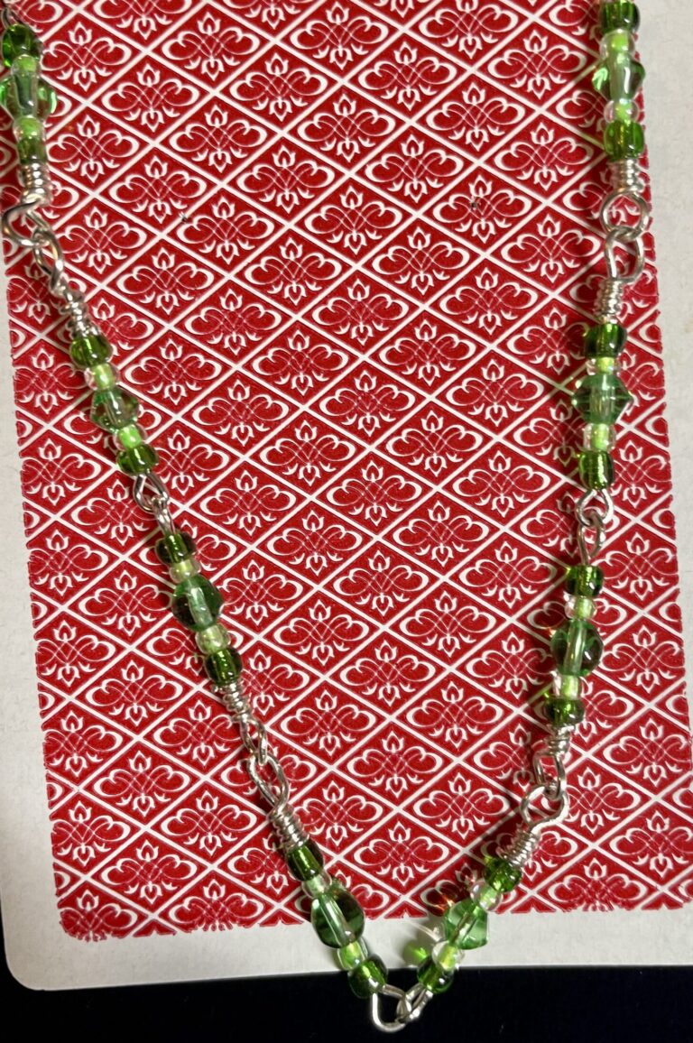 Green Glass and Seed Bead Wrapped Bracelet