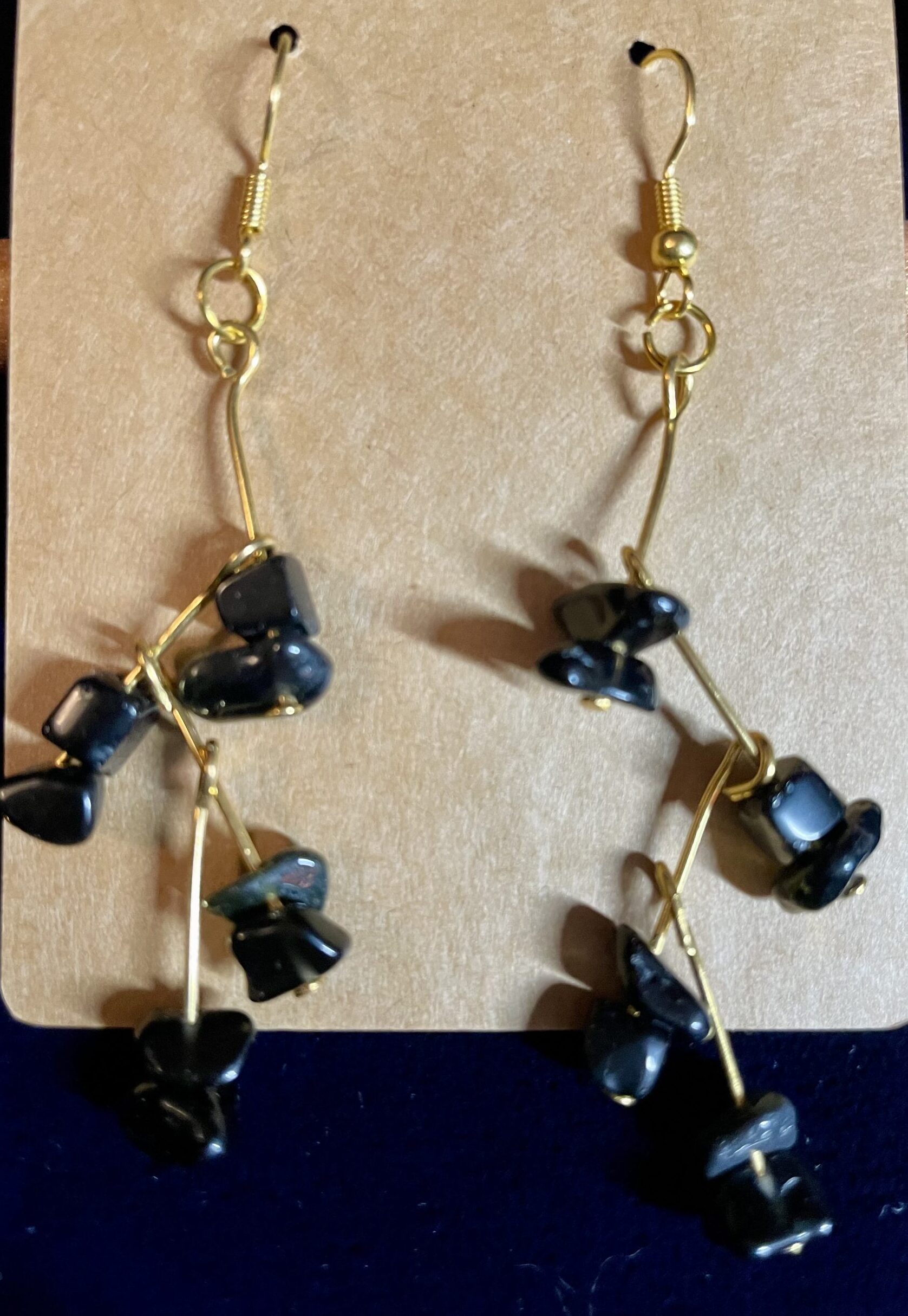 Black Obsidian Cluster Drop Earrings