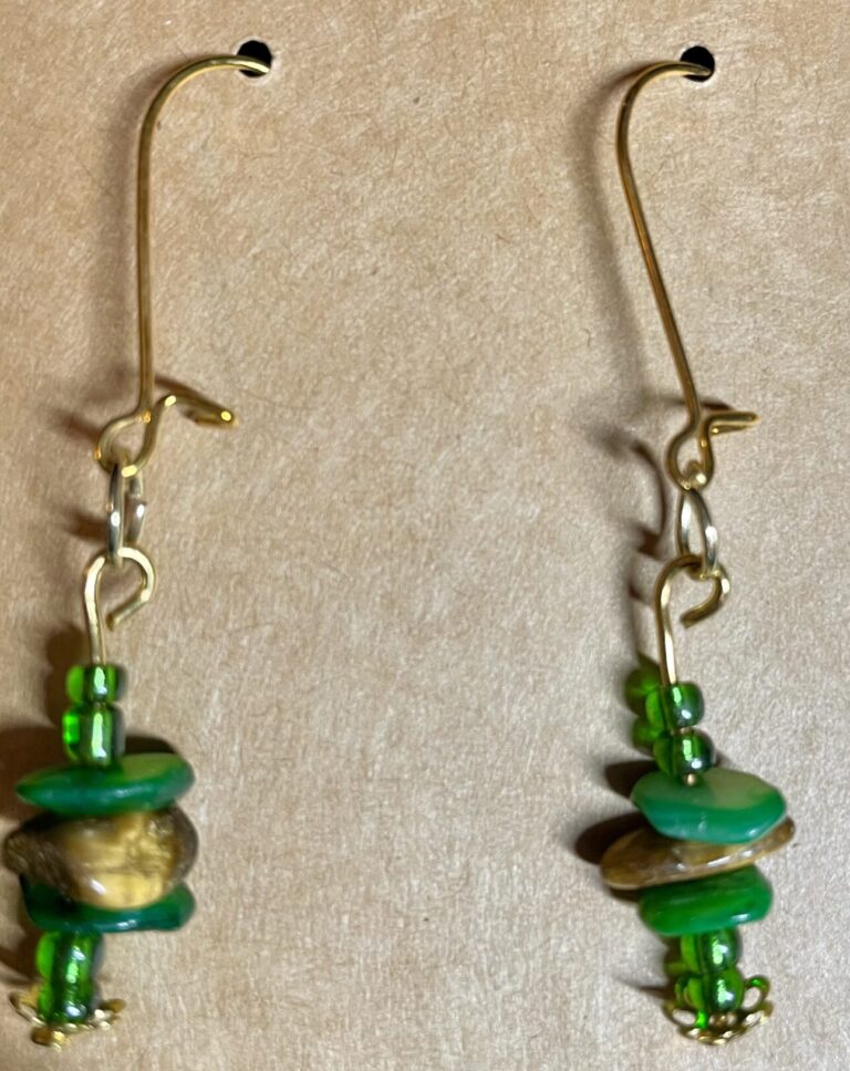 Green Semiprecious Stone Stacked Earrings