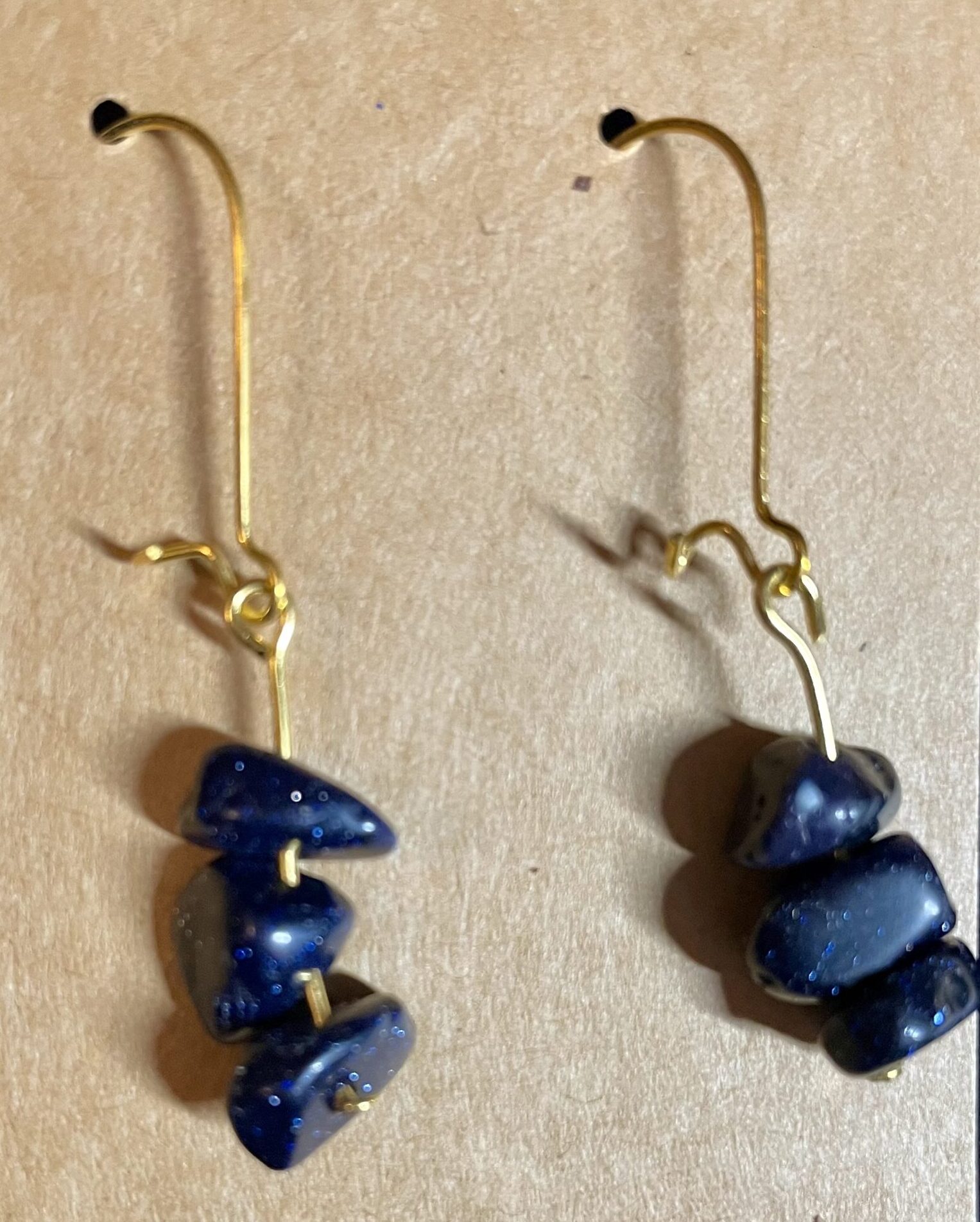 Blue Sunstone Kidney Clasp Earrings