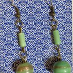 Teal Glass Bead Two Tiered Earrings