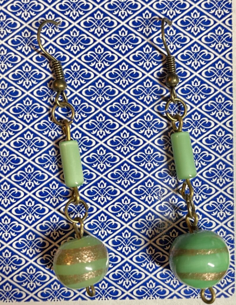 Teal Glass Bead Two Tiered Earrings