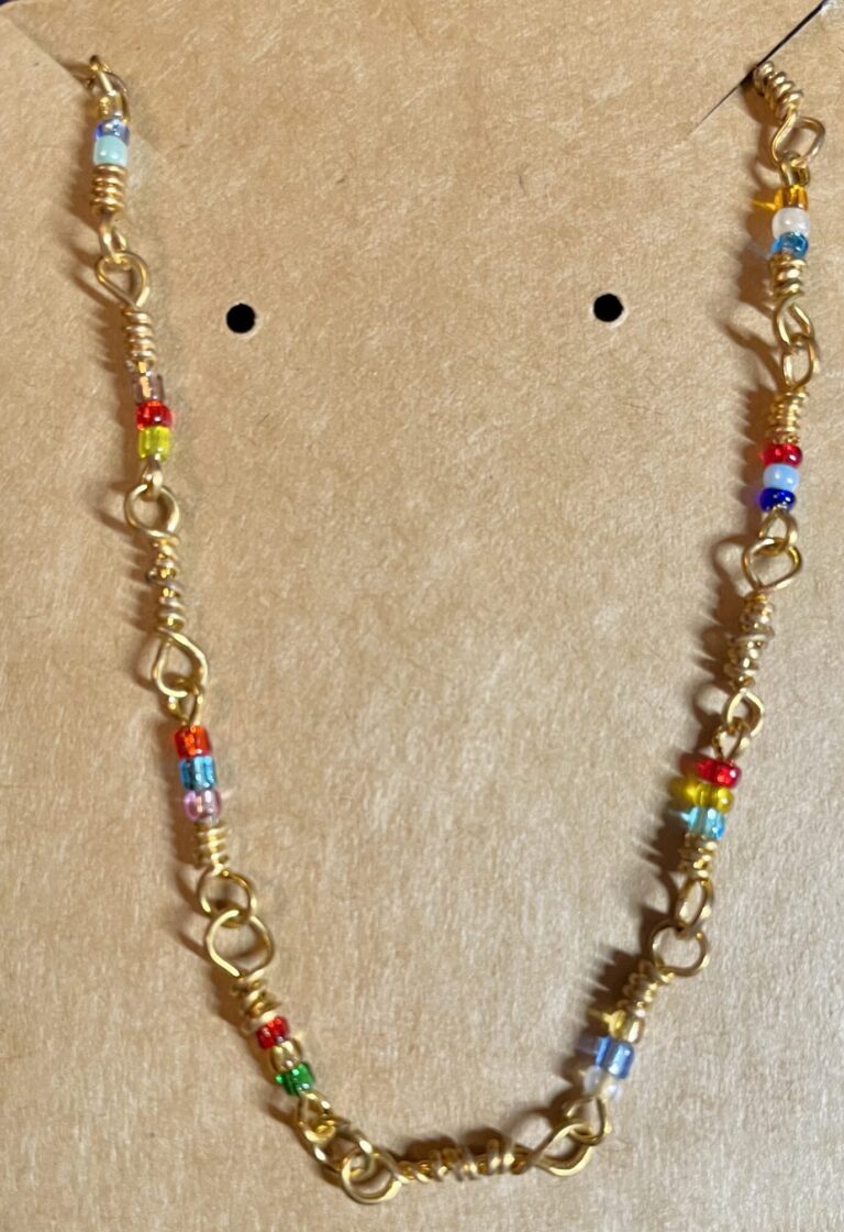 Multicolor Seed Bead Wire Wrapped Bracelet