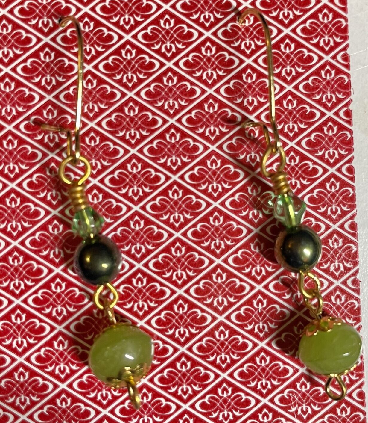 Green Oil Slick Glass Bead Earrings