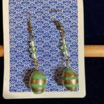 Teal and Light Green Beaded Dangle Earrings