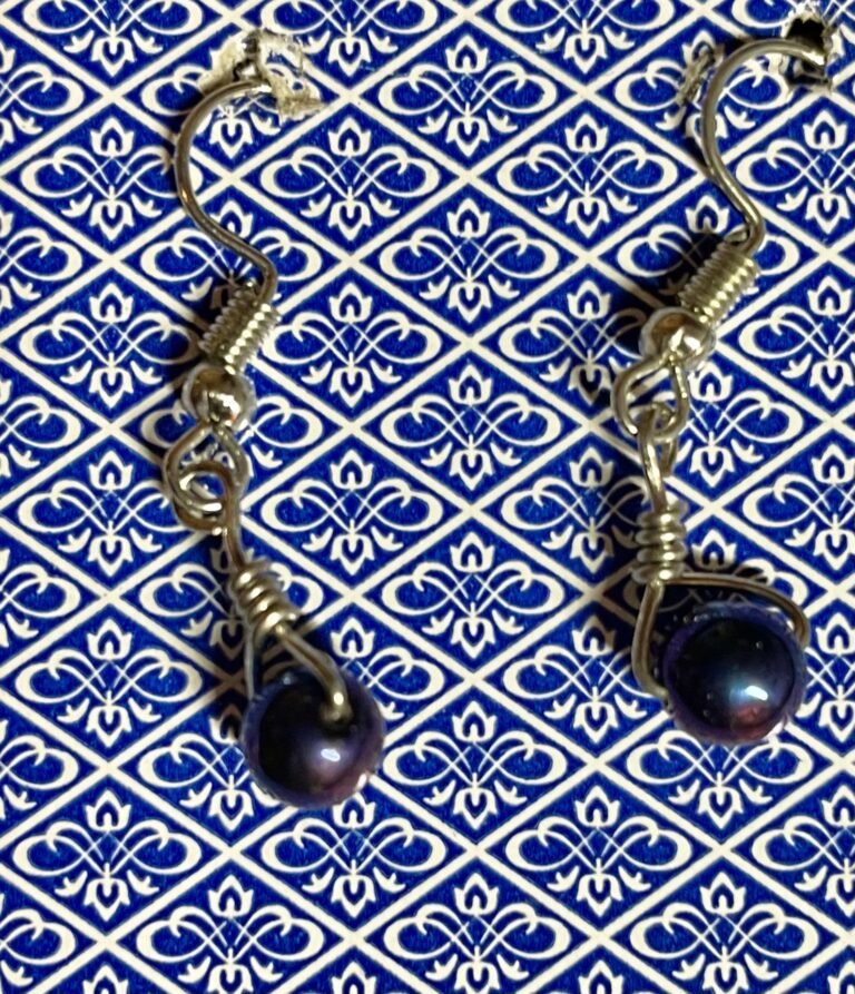 Oil Slick Simple Wrap Silver Earrings