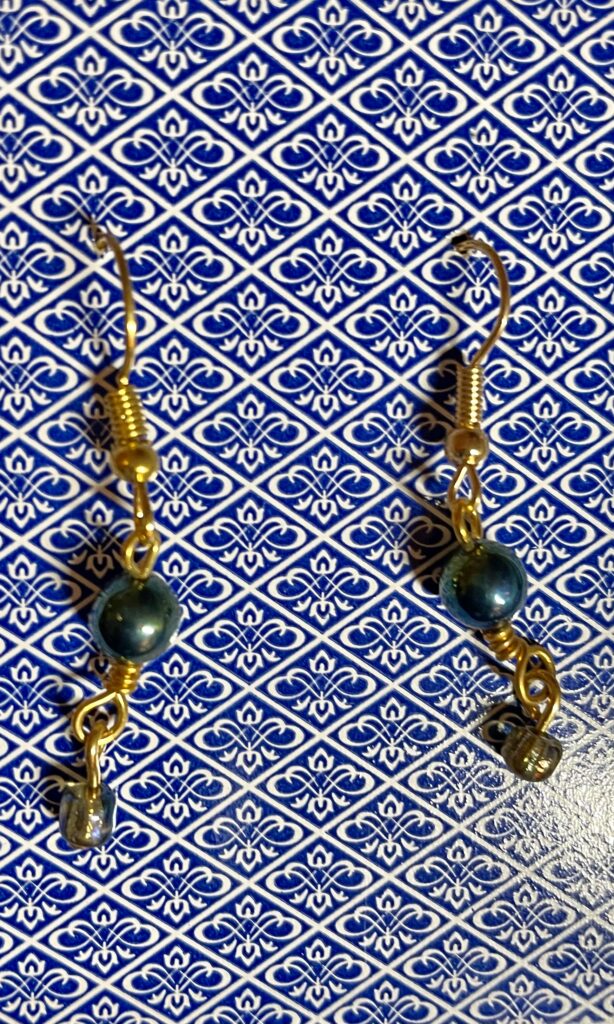 Oil Slick Two-Tiered Gold Wrapped Earrings