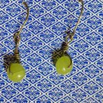 Green Simple Wrapped Bronze Earrings