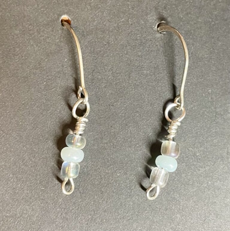 Iridescent and Baby Blue Three-Stack Choose-a-Charm Earrings