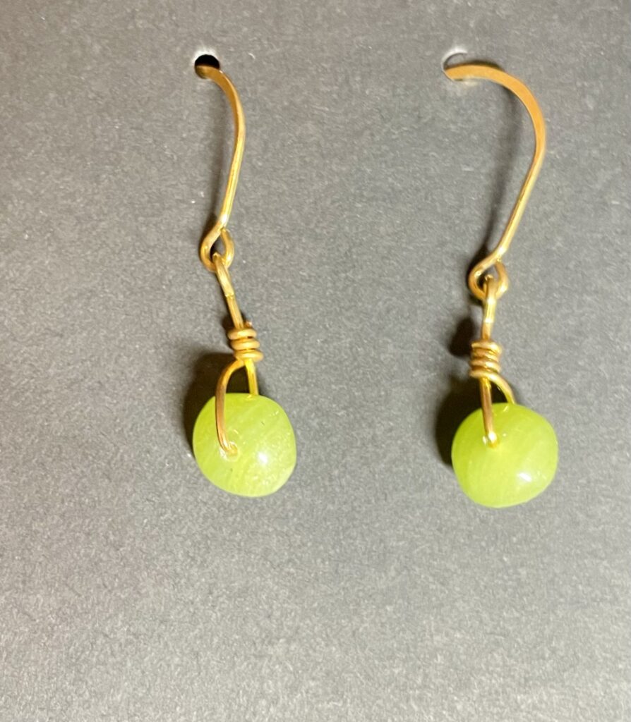 Green Simple Wrapped Gold Earrings