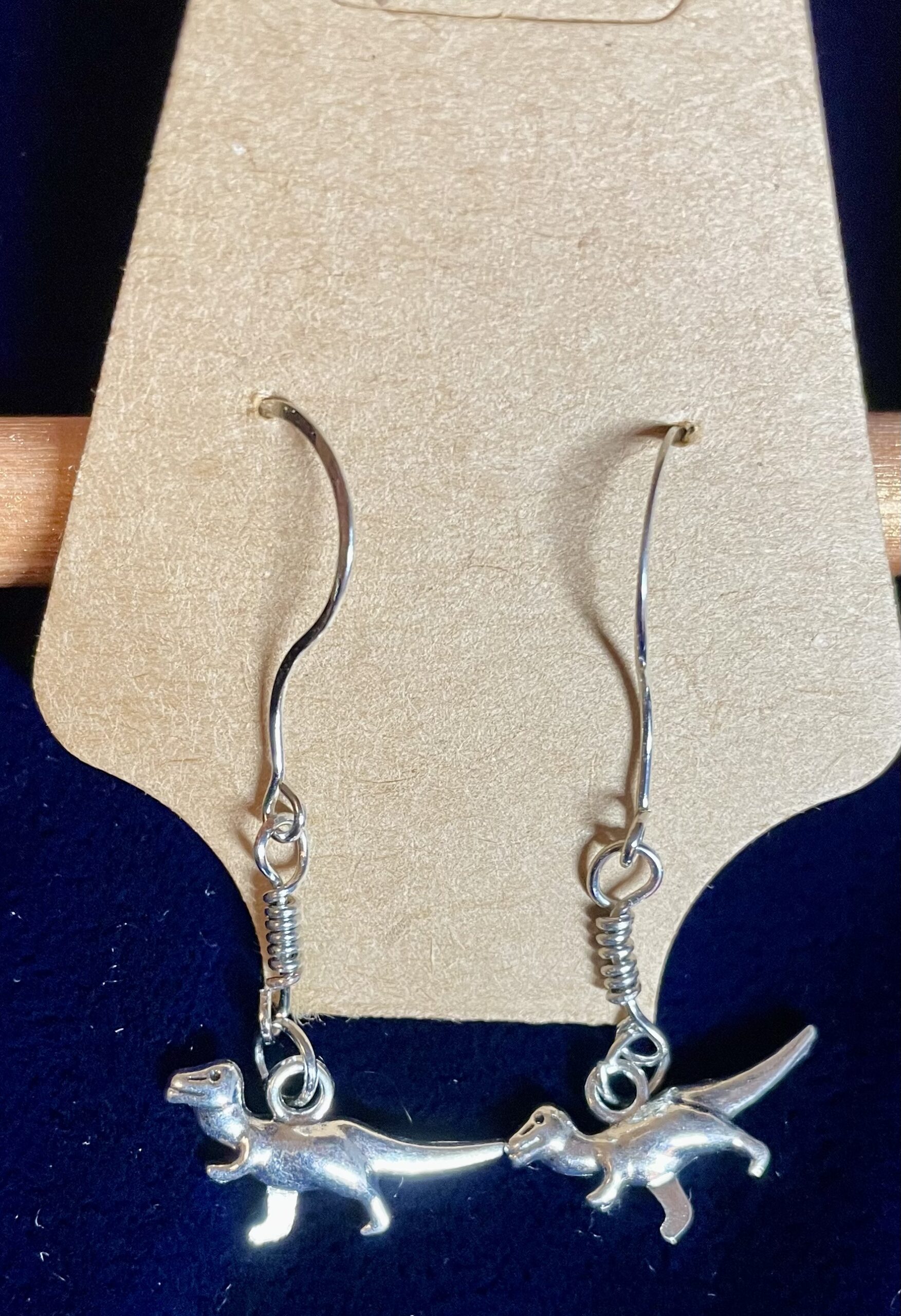 Dinosaur Earrings with Silver Wrap