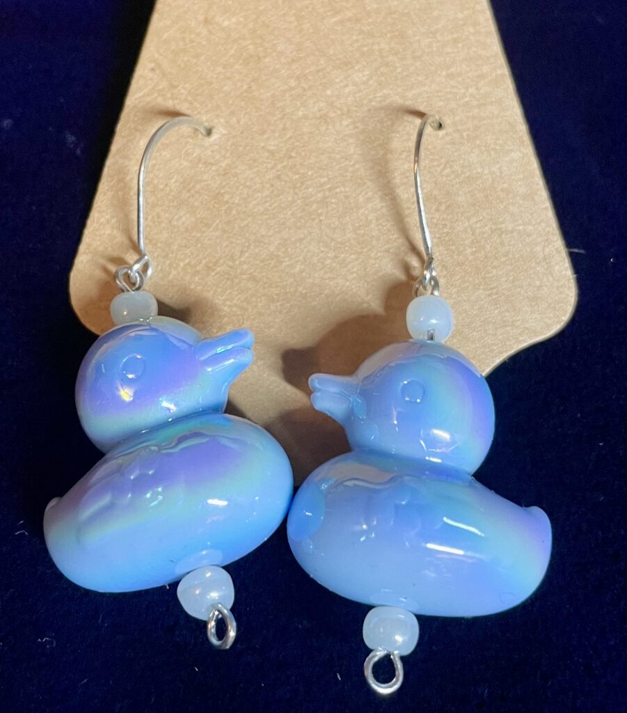 Rubber Ducky Earrings - Blue with Silver Earwires