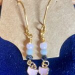Crystal Stack Earrings with Pink Cat Charms