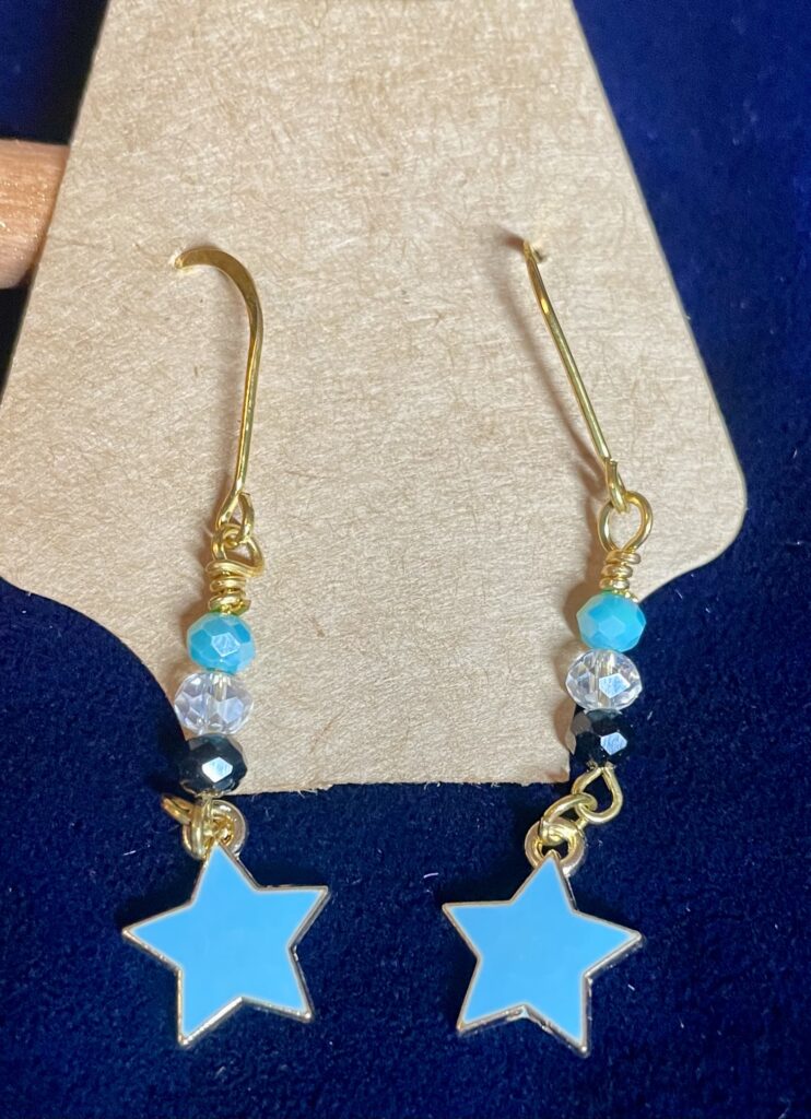 Blue Crystals with Light Blue Star Charms