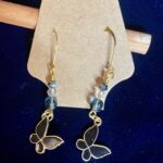 Crystal Stacked Gold Earrings with Butterfly Enamel Charms