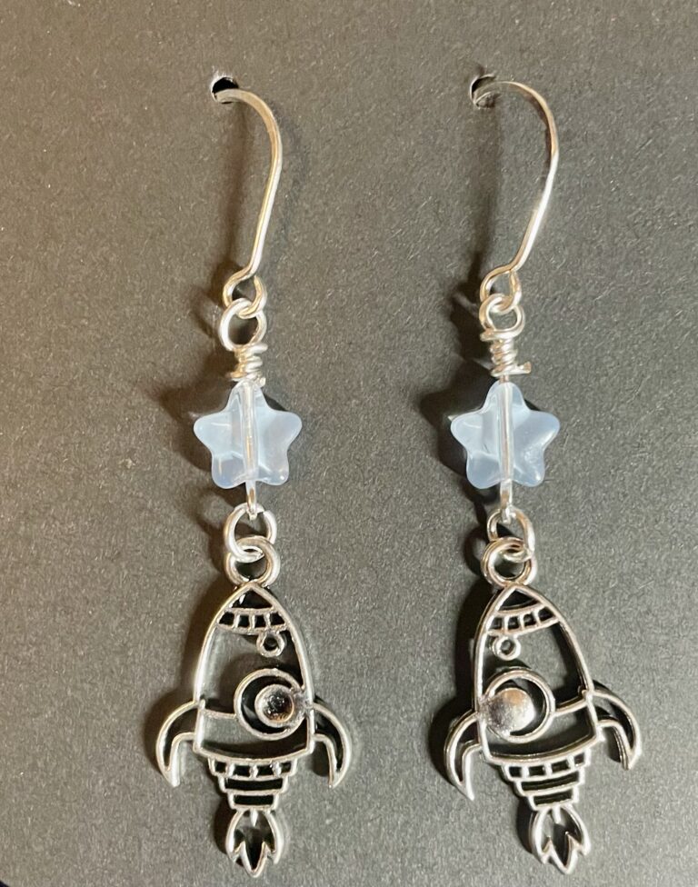 Rocket Ship Earrings with Star Beads