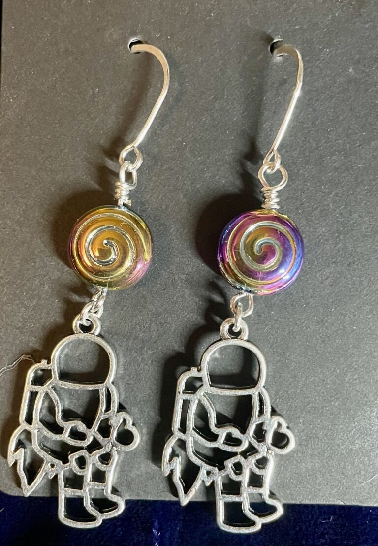 Astronaut Earrings with Swirl Beads