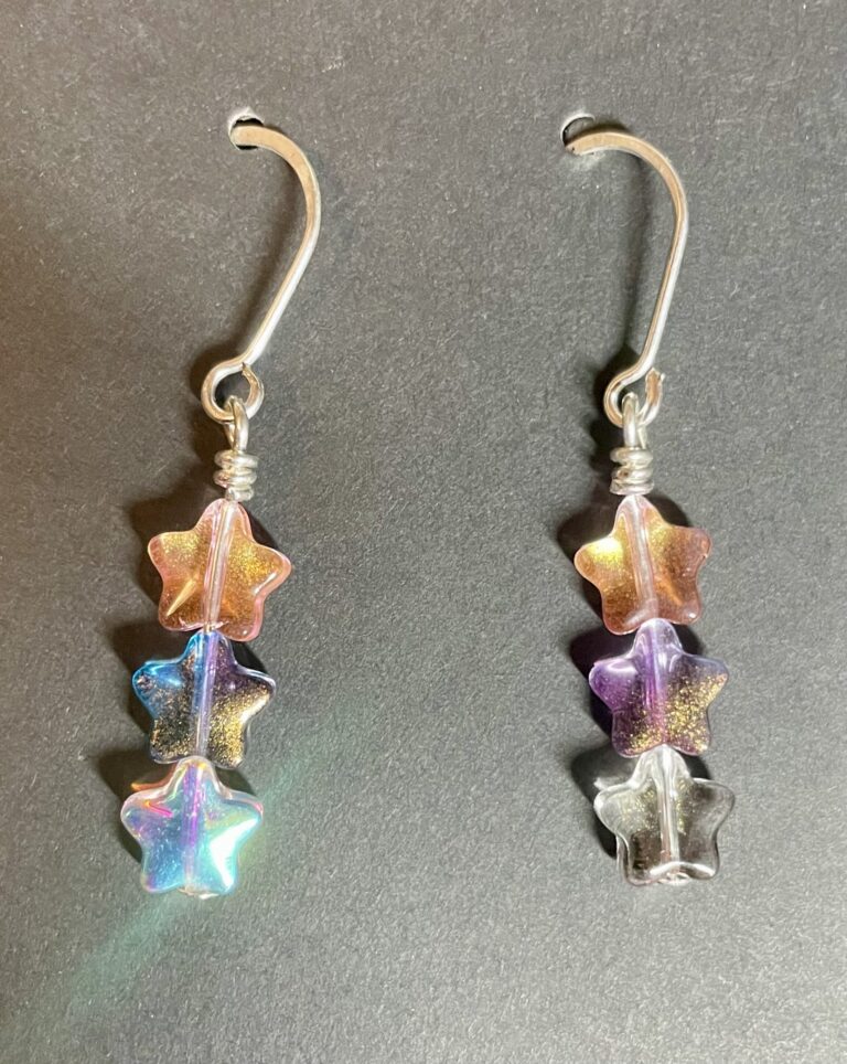 Star Bead Silver Earrings