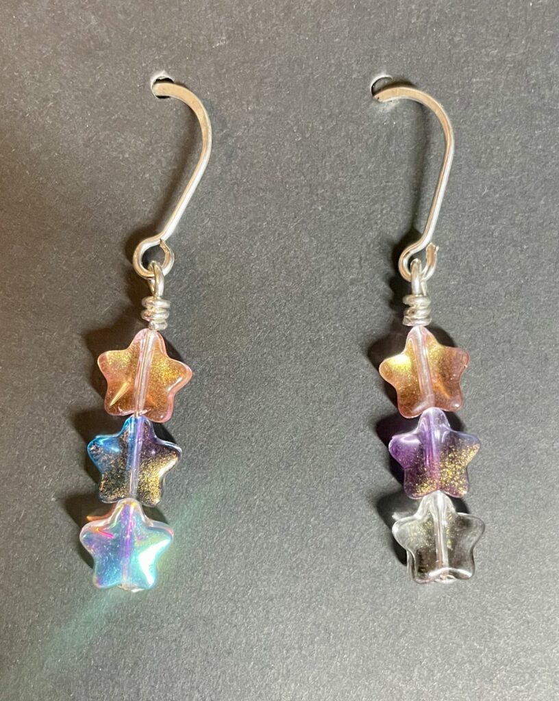 Star Bead Silver Earrings
